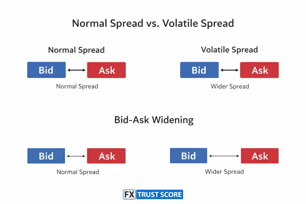 Normal spreads versus Volatile spread in Forex