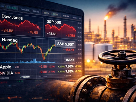 US Stocks Edge Lower as Oil Firms and Tech Shares Lose Ground