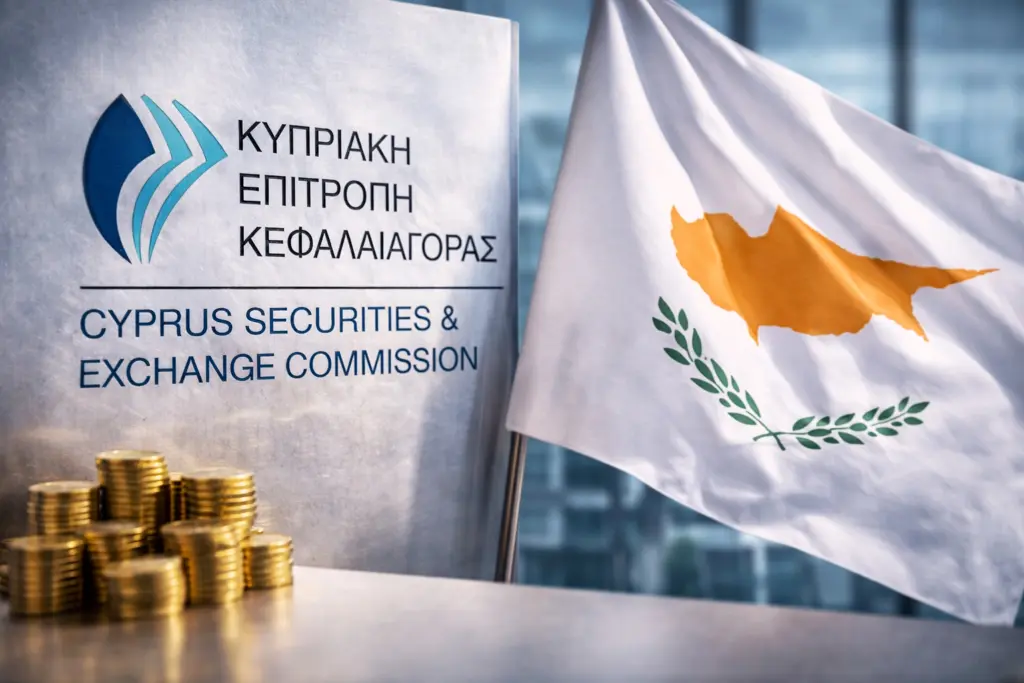 CySEC logo and Cyprus flag symbolising the lifting of a two-year broker director ban and ongoing regulatory oversight in the forex industry