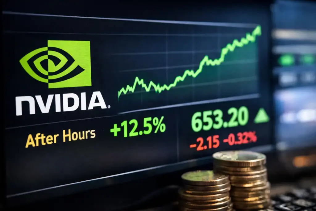 Nvidia share price rising in after-hours trading following stronger-than-expected quarterly earnings