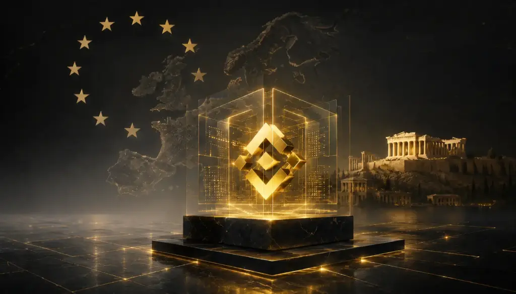 Abstract crypto regulation scene representing Binance, Europe’s MiCA deadline and questions over exchange access in the EU