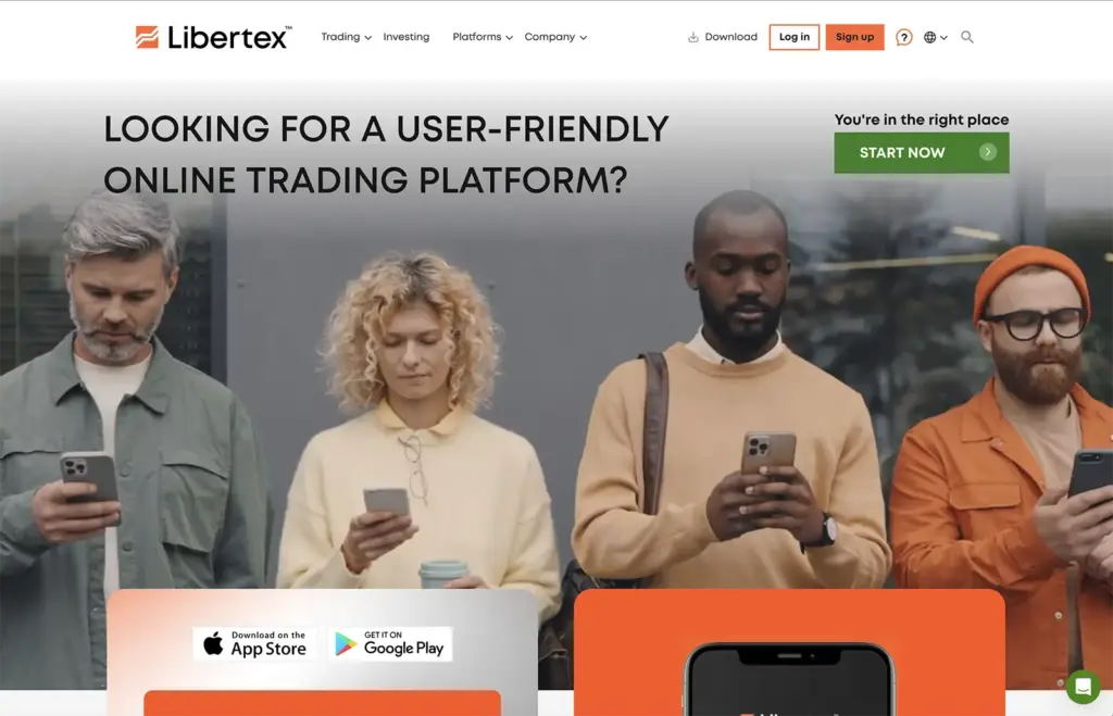 Libertex homepage showing the EU trading platform and broker offering