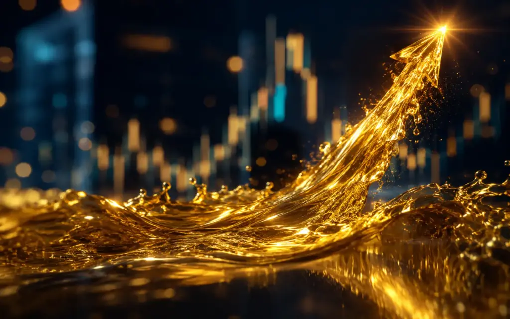 Abstract gold market image illustrating rising gold prices and positive price momentum